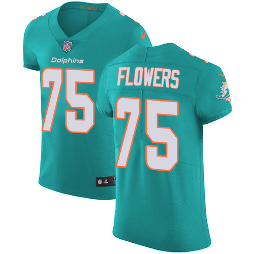 Miami Dolphins 75 Ereck Flowers Aqua Green Team Color Men Stitched NFL Vapor Untouchable Elite Jersey